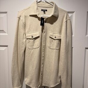Express Men's Overshirt Flannel - Tan Khaki - Size Small